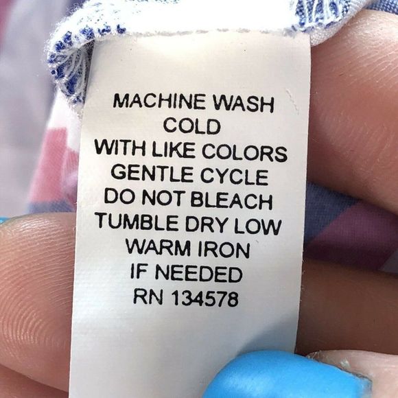 Vineyard Vines Button Up Popover Ladies 6 Blue Red Striped Cotton Long Sleeve - Picture 3 of 10